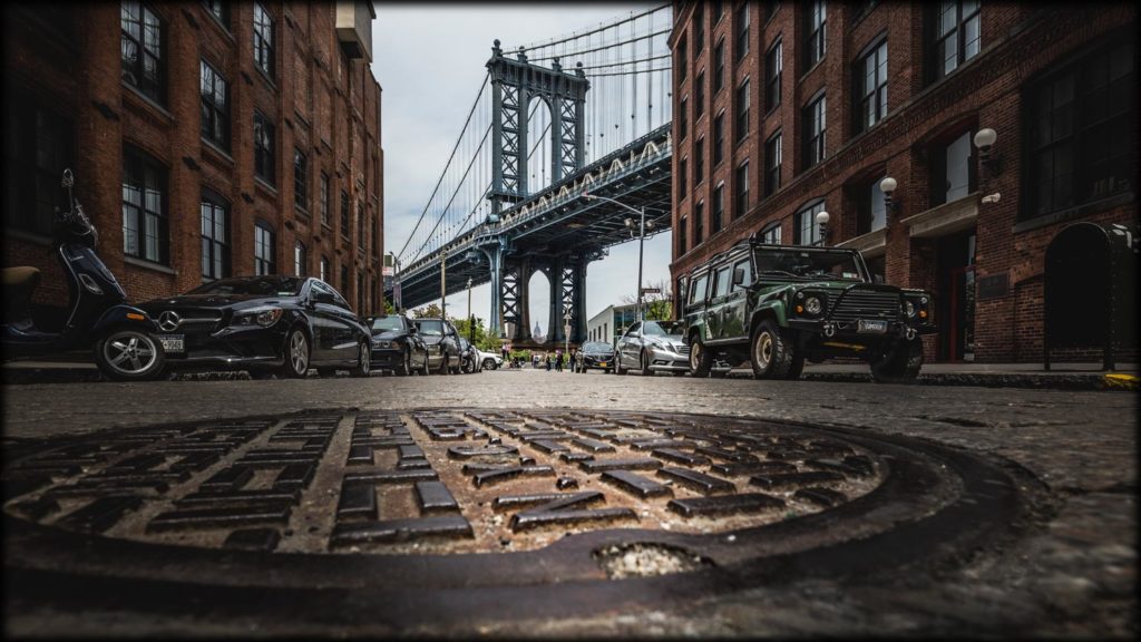 View to the Manhattan Bridge - Streets of New York City.