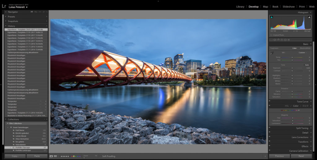 Interface: Adobe Lightroom offes several functions for fast and professional editing