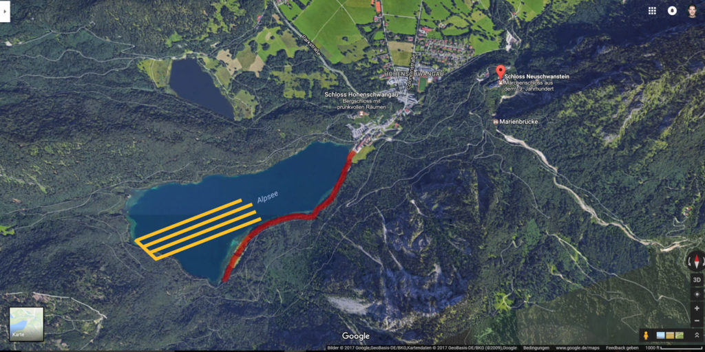 Google Maps Screenshot marked with a Photo Spot at the Alpsee