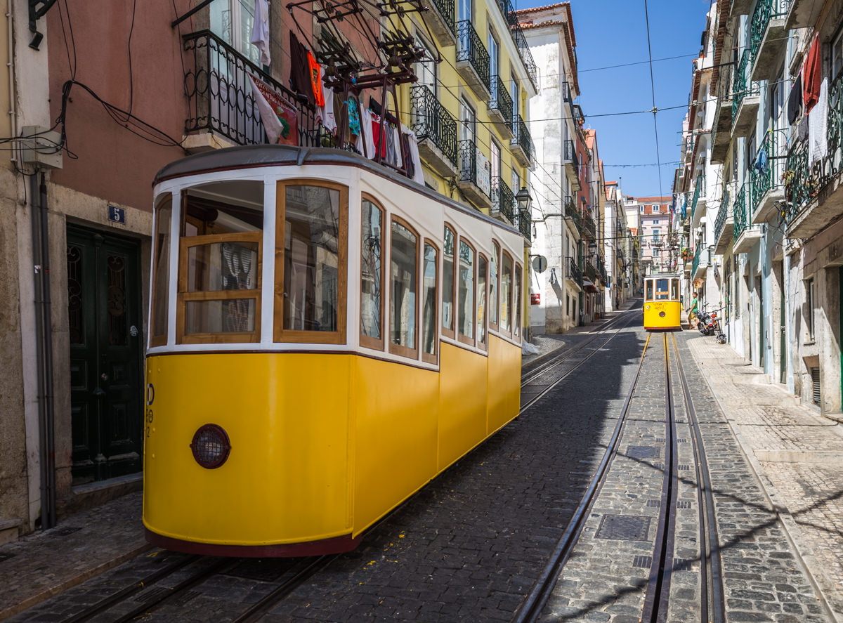 In the Centre of Lisbon: Small Streets and Yellow Trams.