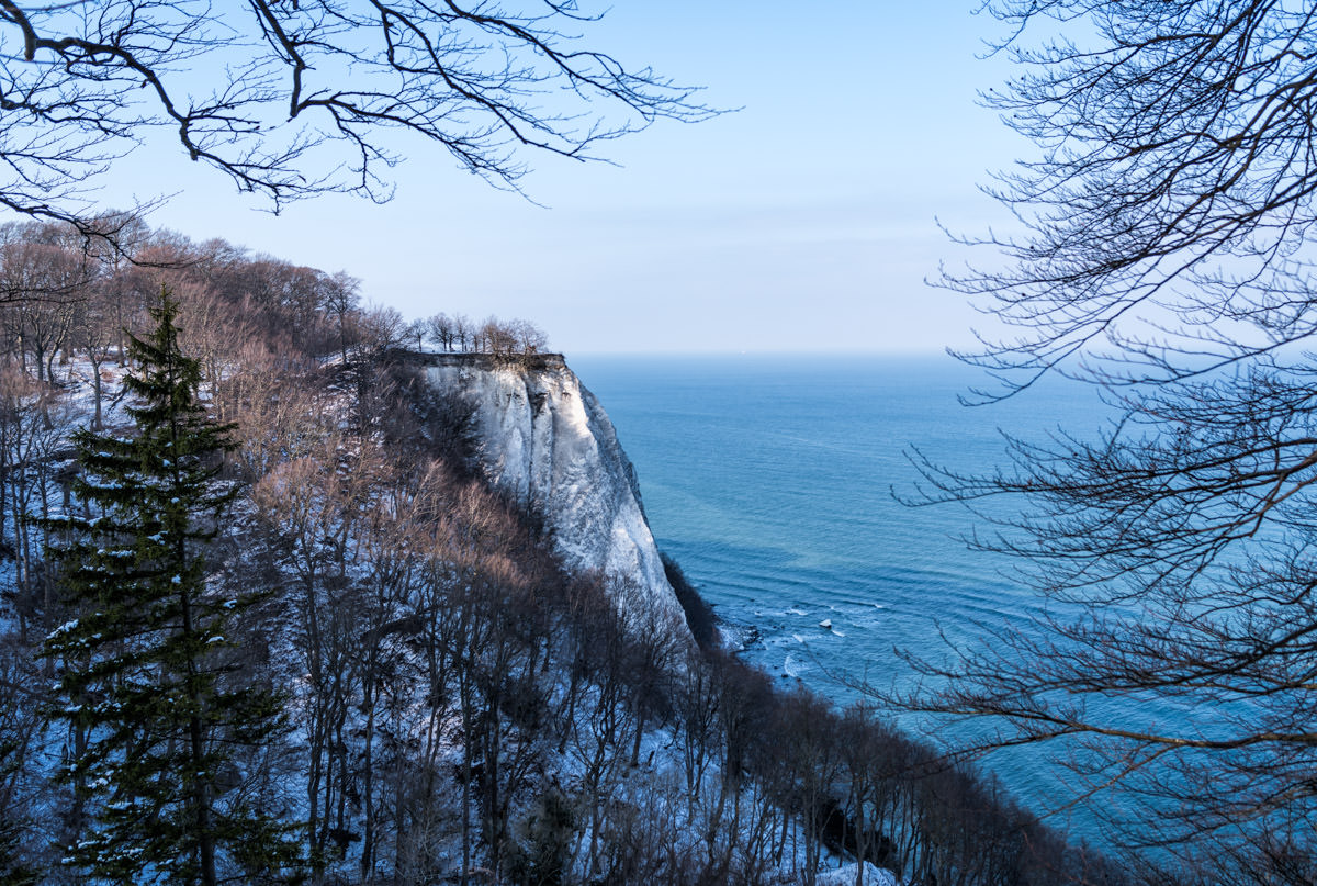 The famous Chalk Cliffs in Jasmund National Park during Winter