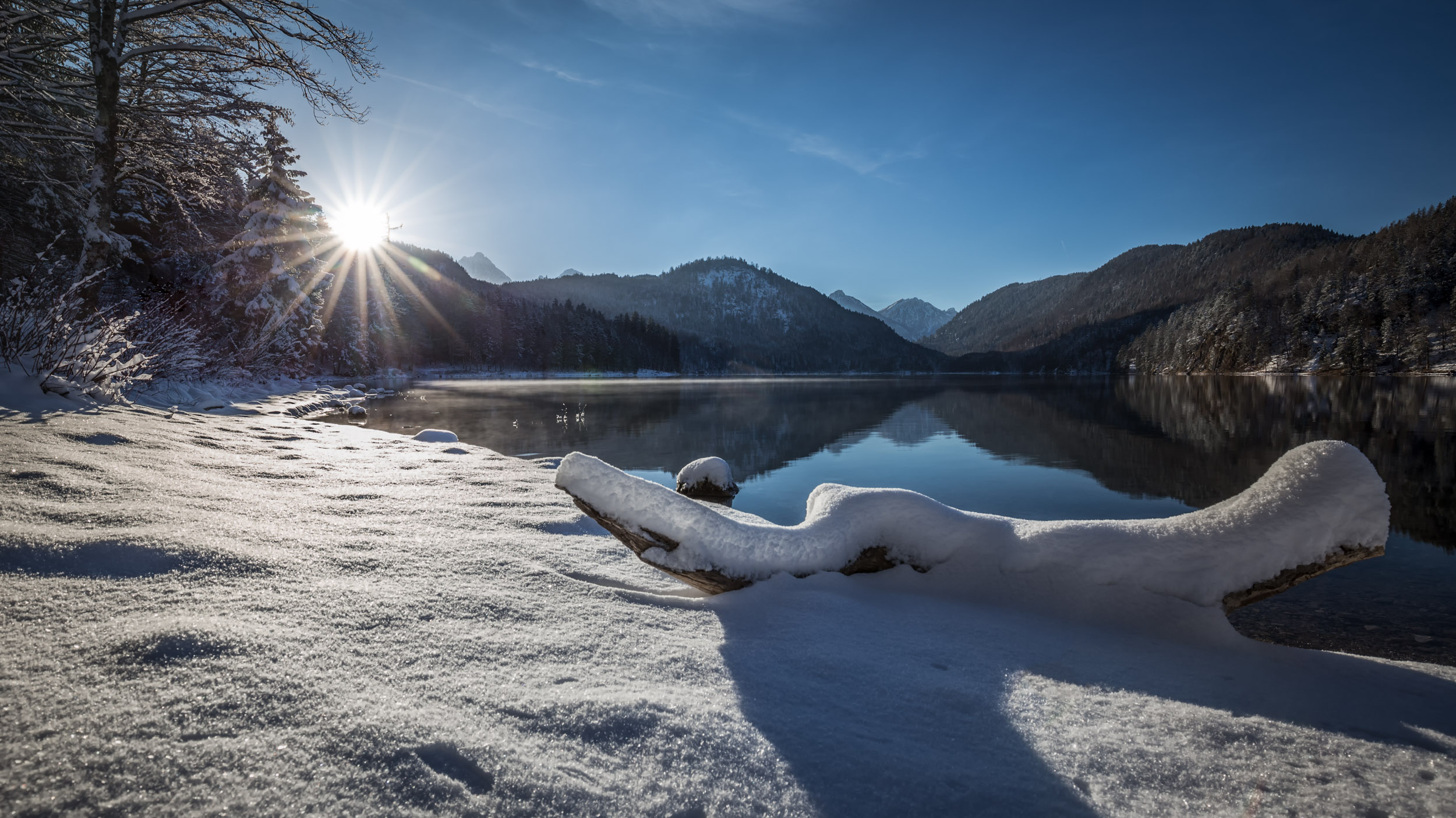 Sunlight at the Alpsee, Germany.