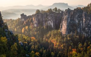 Sunrise in Saxon Switzerland National Park - Landscape Photography in Autumn - Bastei Panorama