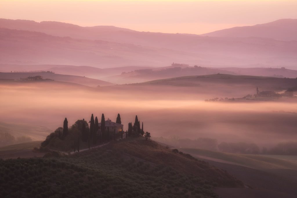 Podere Belvedere during Sunrise - Landscape in Tuscany